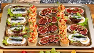 Top Mini Canapes with figs. Appetizer recipes for parties. Quick and easy party food ideas