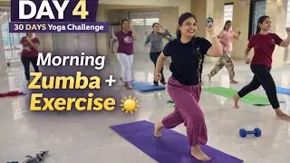 Day 4 | 30 Days Yoga Challenge | Morning Zumba + Light Exercise 💃🧘‍♀️#trending 