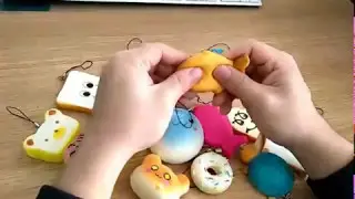 Squishy Charms Kawaii Soft Foods Jumbo Squishies Bread Bun Multi Donuts Phone Charm Key Chain Strap
