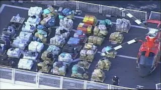 WEB EXTRA: Chopper 4 Aerial Views Of $411M In Drugs On Coast Guard Cutter At Port Everglades