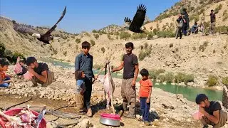 Traditional butchery of Iranian nomads 🇮🇷 | Preparing fresh meat in nature 🌄 Real life of nomads