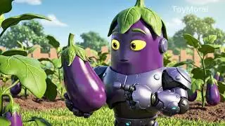 🍆🤖 Learn About Purple Eggplant | 3D Mini Mecha Cartoon