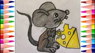 How to draw a cartoon Rat🐀 easy drawing with kids