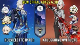 C0 Neuvillette Hypercarry and C0 Arlecchino Overload | Genshin Impact Abyss 6.3b Floor 12 9 Stars