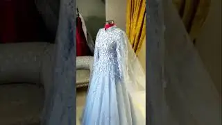 Modest full Body Flowery Embroidered Wedding Dress with Veil. Buy from our insta and Fb