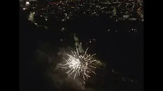 Fireworks Greeting the New Year at Polton Bank, seen from the Air