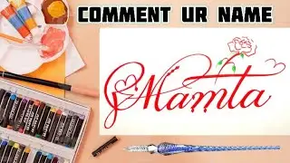 Mamta Name Signature Calligraphy Status | How to Draw, Cursive Calligraphy with Cut Marker