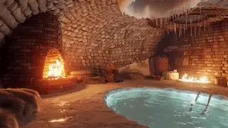 ❄️ 4 Hours inside a Cozy Igloo | Water & Campfire Sounds for Sleep & Meditation