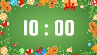 10 Minute Timer | With Playful Holiday Music & Alarm Bell | Christmas Gifts and Treats Theme 🌲🎁