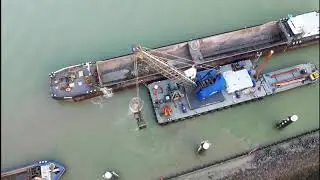 Crane Operations At Sea lock Terneuzen