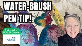 Easy Watercolor Valentine Cactus with Salt Texture & Water-brush 