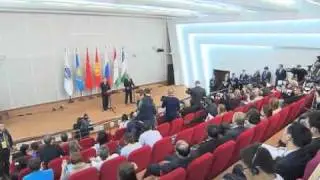 Putin speaks during a news conference at a meeting of the Shanghai Cooperation Organisation