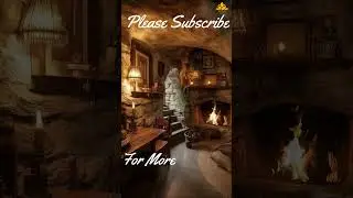 Cozy Cave House Ambience with Gentle Rain Sounds with fire crackling for Sleeping, Relaxation.