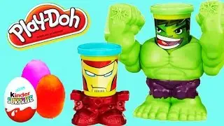 Play-Doh - Smashdown Hulk CAN HEADS MARVEL with Iron Man + Surprise Eggs, Avengers Mystery Minis,