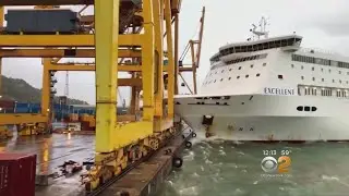 Ferry Collides With Crane, Sparking Dock Fire