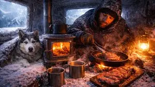 Minus 15 Winter Survival - Truck Camper Wood Stove - Wagyu Steak ASMR