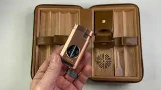 TISFA Leather Cigar Humidor & V-Cup Cigar Light - 1 Minute Review
