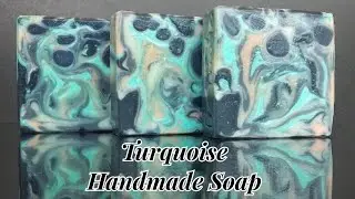 Turquoise - Handmade Cold Process Soap - Free Hand Hanger Swirl - Soap Challenge Club