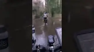 Cycling through flooded roads.  #cyclinguk #cycling #flood ##puddle  #twitchstreamer #livestreaming