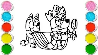 Bluey and Bingo playing dress up game Drawing, Painting & Coloring For Kids and Toddlers_ Easy Art