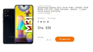 Samsung Galaxy M31 Dual SIM, 128GB, 6GB RAM, 4G LTE, UAE Version at 838 AED Only Free Home Delivery