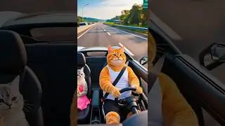 cat driving the car  #shortsfeed #shortvideo #cartoon