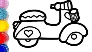 Motorcycle 🛵🌈how to draw a bike / easy drawing for children / teaching drawing for beginners