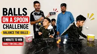 Balls on a Spoon Challenge | Balance the Balls | Minute to Win Family Fun Challenge