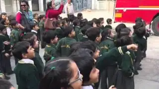 Fire safety information provided to Prep A students at a Fire Station in New Delhi