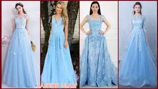 Sky Blue Lace Gowns Styles For All Occasions/Lace Applique & Embroidered Formal Maxi Dress