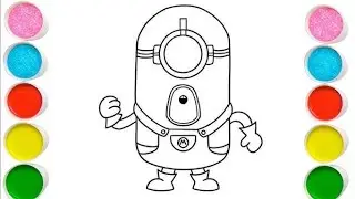 How to draw minion for kids. Let's draw colour and paint together step by step for kids