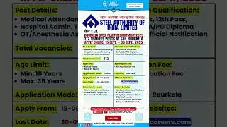 SAIL Steel authority India limited recruitment 2025 || 112 post apply online #I
