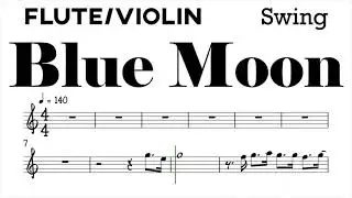 Blue Moon Swing Flute Violin Sheet Music Backing Track Play Along Partitura