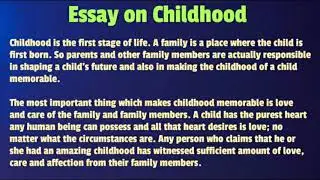 Essay on  ''Childhood'' in english | English essay on Childhood | english essay