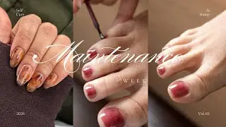 at home MAINTENANCE WEEK |  natural gel extension, tortoise nails, & pedicure