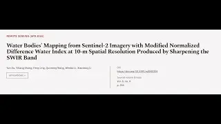 Water Bodies&rsquo; Mapping from Sentinel-2 Imagery with Modified Normalized Difference Wat... | RTCL.TV