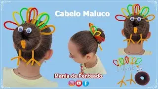 Penteado Infantil Fácil com Cabelo Maluco 🧡| Crazy Hair Day 🧡| Hair Tutorial for Girls 🥰