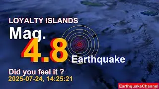 loyalty islands Earthquake today now 2025-07-24, at 14:25:21