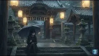 Rain on Umbrella at Night ☔ Cozy Anime Ambience for Sleep & Study (8 Hours)