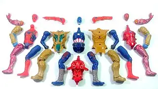 ASSEMBLE SUPERHERO TOYS..CAPTAIN AMERICA vs THANOS ARMOR vs RED SPIDERMAN vs IRONMAN.. 