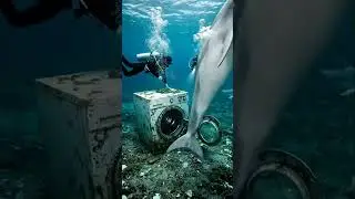 Divers Discover Dolphin Trapped In Washing Machine 😢 #surreal #sadshayari