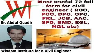 Most useful 72 Full Form for civil Engineer (RCC,PCC,DPC,OPC,FRL,JCB,AAC,SFD,BMD,EGL,NGL etc)
