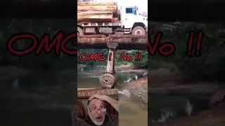 Extremely Dangerous Logging Truck Fails ! stupid Truck Crossing on risky wooden bridge ! wow !