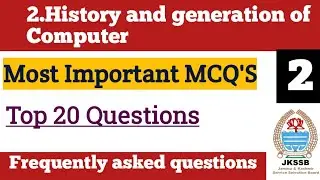 History and generation of Computer||Top 20 MCQ'S|Computer Awareness|JKSSB Account Assistant | SI