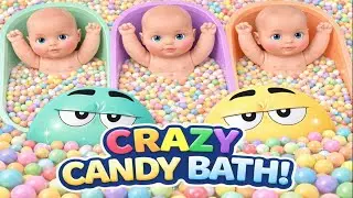 Super Long Full of 3 Rainbow BathTubs Candy with M&M's & Magic Slime Cutting Video