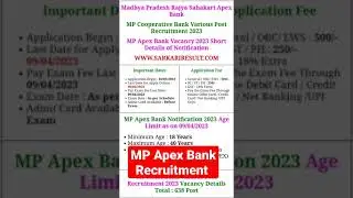MP Rajya Sahkari Apex Bank Various Post Recruitment 2023 Apply Online for 638 Post