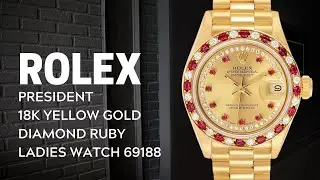 Rolex Datejust President 18k Yellow Gold Diamond Ruby Ladies Watch 69188 Review | SwissWatchExpo