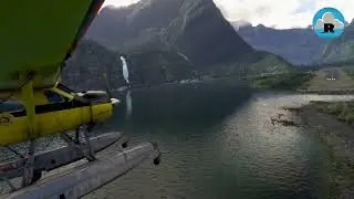 DHC2 Beaver pousando em Milford Sound em um &acirc;ngulo espetacular!