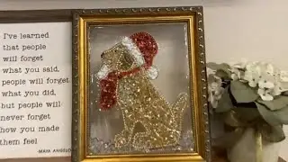 # 134 CHRISTMAS DOG GLASS ART EPOXY RESIN, CRUSHED GLASS, GUIDE, GLASS ON GLASS,  2022