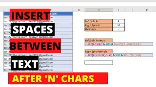 How to add space between text in excel cell - after N characters